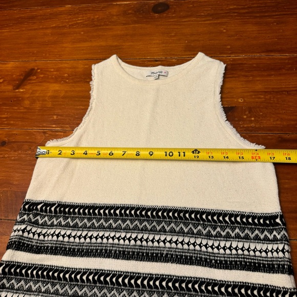 Madewell Size Medium Villagrove Sweater Tank in Ivory and Black with Fringe - Picture 4 of 8